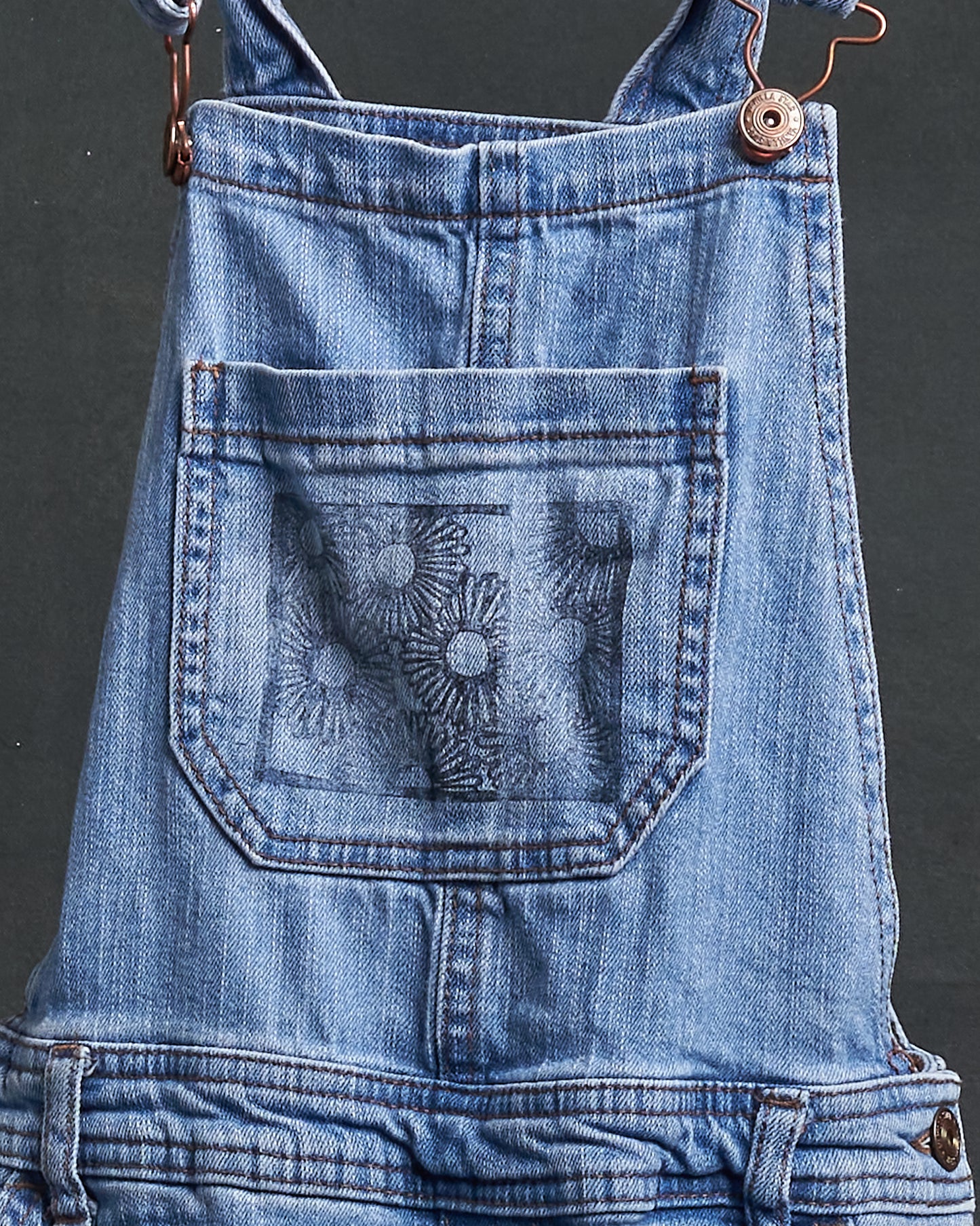 Denim Overalls with Wildflowers & Daisies